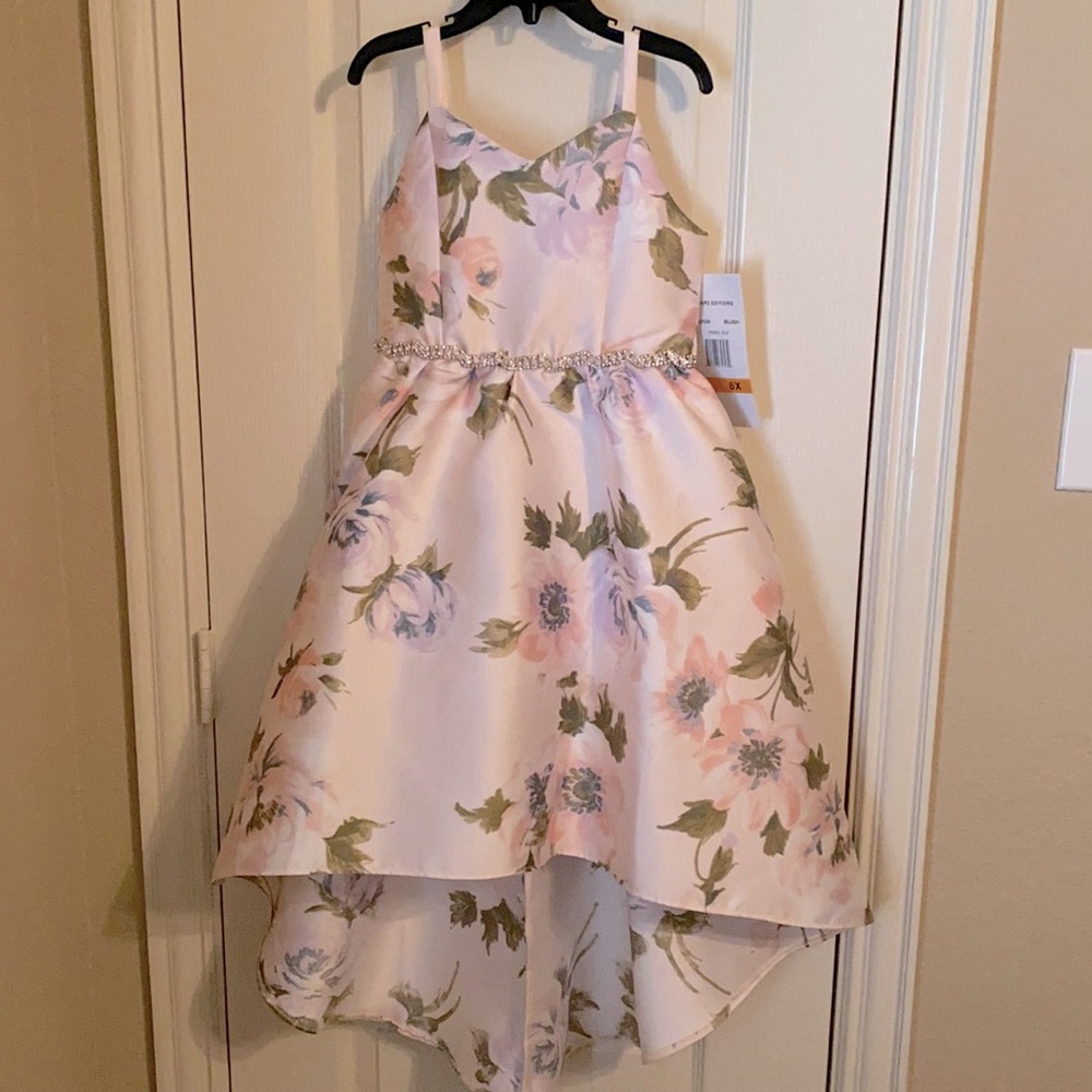 Girls blush high-lo dress
